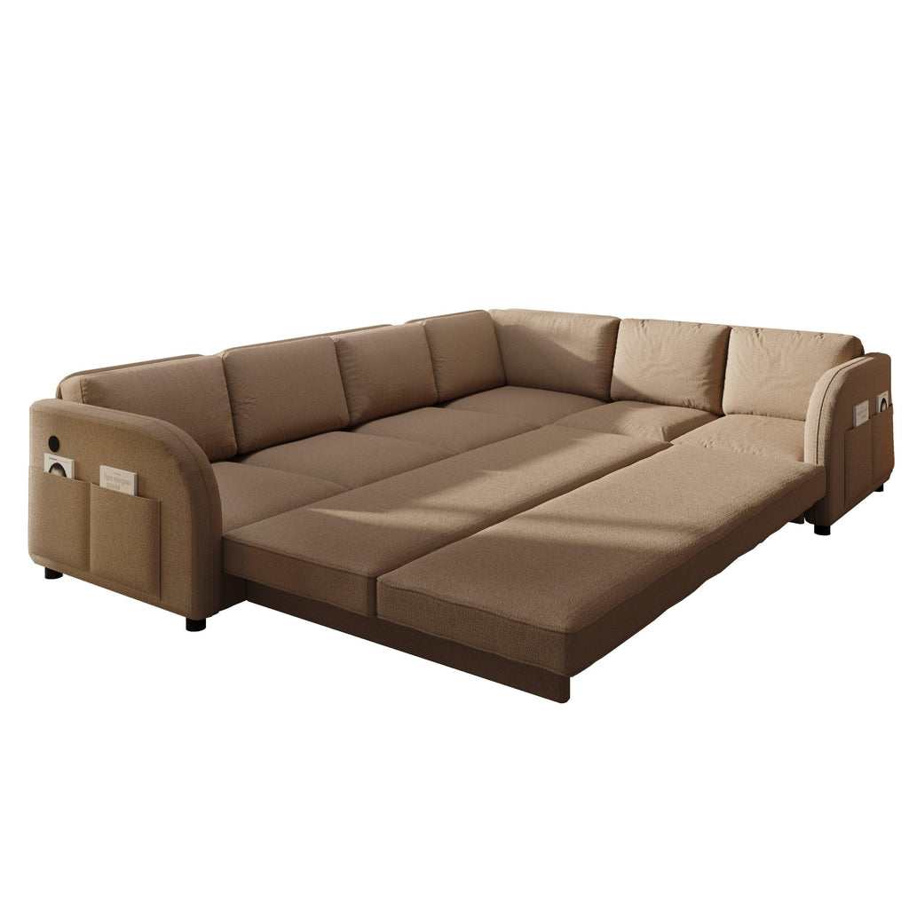 L-Shaped Sofa Couch with Pull-Out Bed for Modern Living.