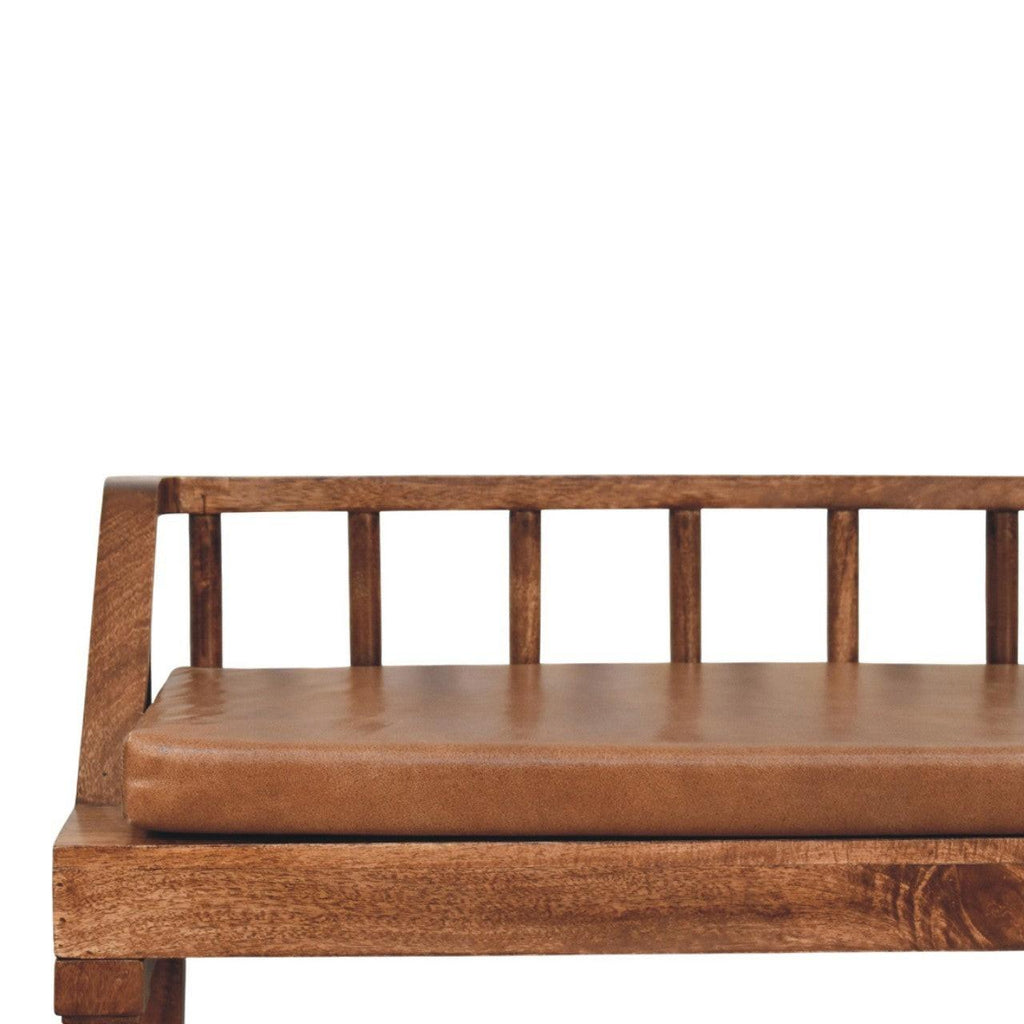 Solid Wood Leather Bench - Artisan Furniture.