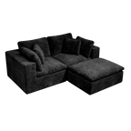 Black Modular Sectional Sofa with Plush Corduroy Fabric.