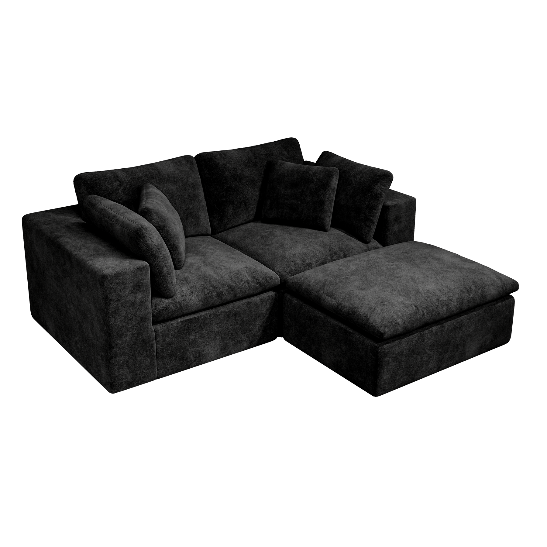 Black Modular Sectional Sofa with Plush Corduroy Fabric.