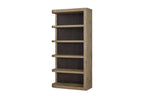 Side perspective of Reversible Oak Etagere highlighting its flexible positioning and natural wood grain finish.