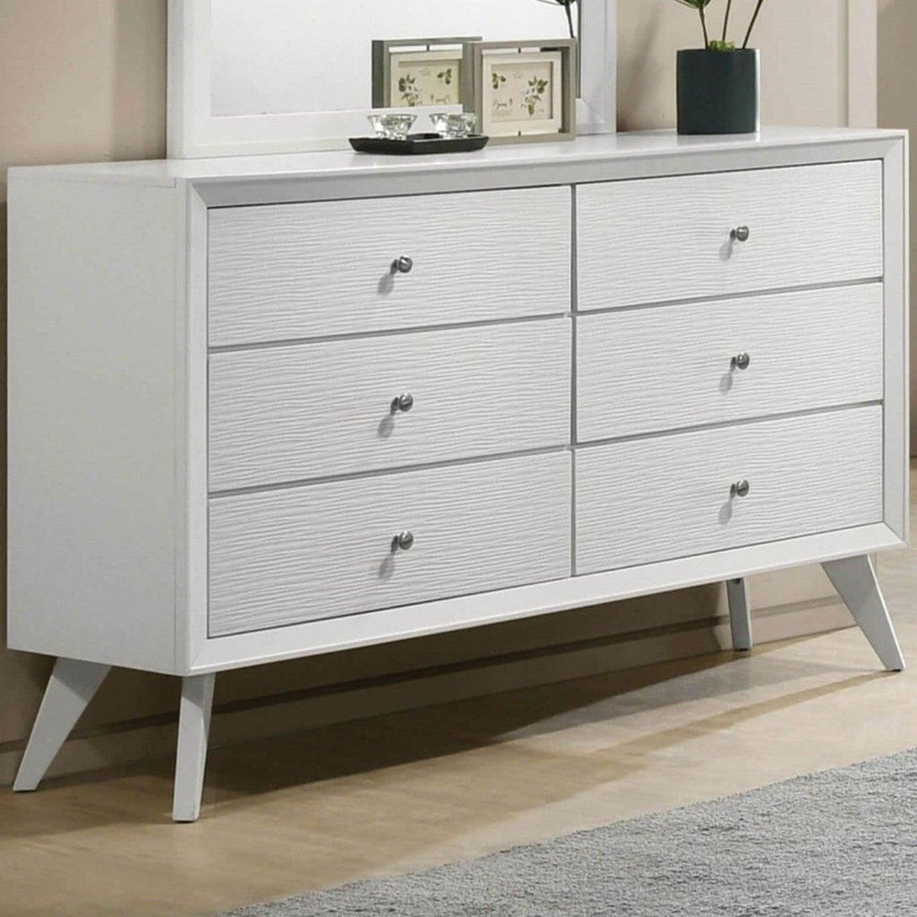 Modern White Dresser with Angled Legs in Solid Wood.
