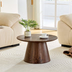 Walnut Wood Coffee Table with 23.6-Inch Diameter.