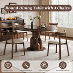 Wabi-Sabi Oak Round Table Set with 4 Chairs & Lazy Susan.