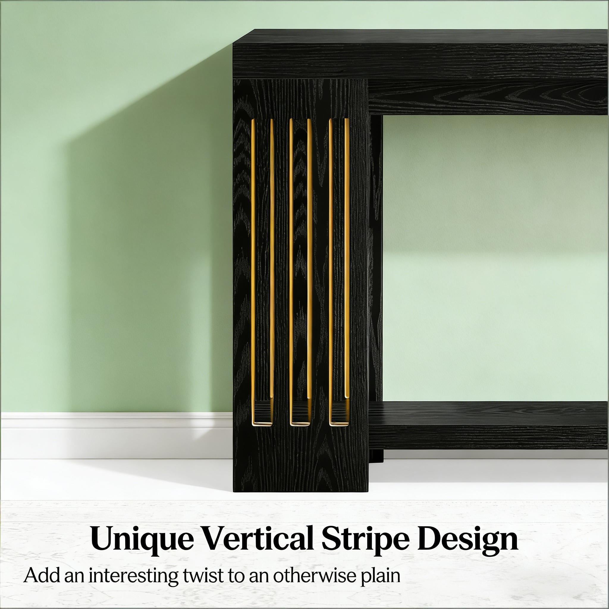 Black Console Table - 2-Tier Side Table for Living Room.