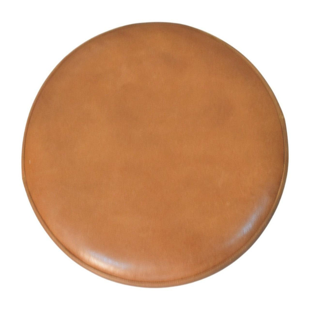 Bola Leather Stool - Solid Wood Construction.