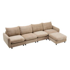 130 in. Oversize Modular Sectional Velvet Sofa with Ottoman.
