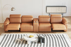 5-Piece Modular Leather Sofa Sectional with Cup Holders.