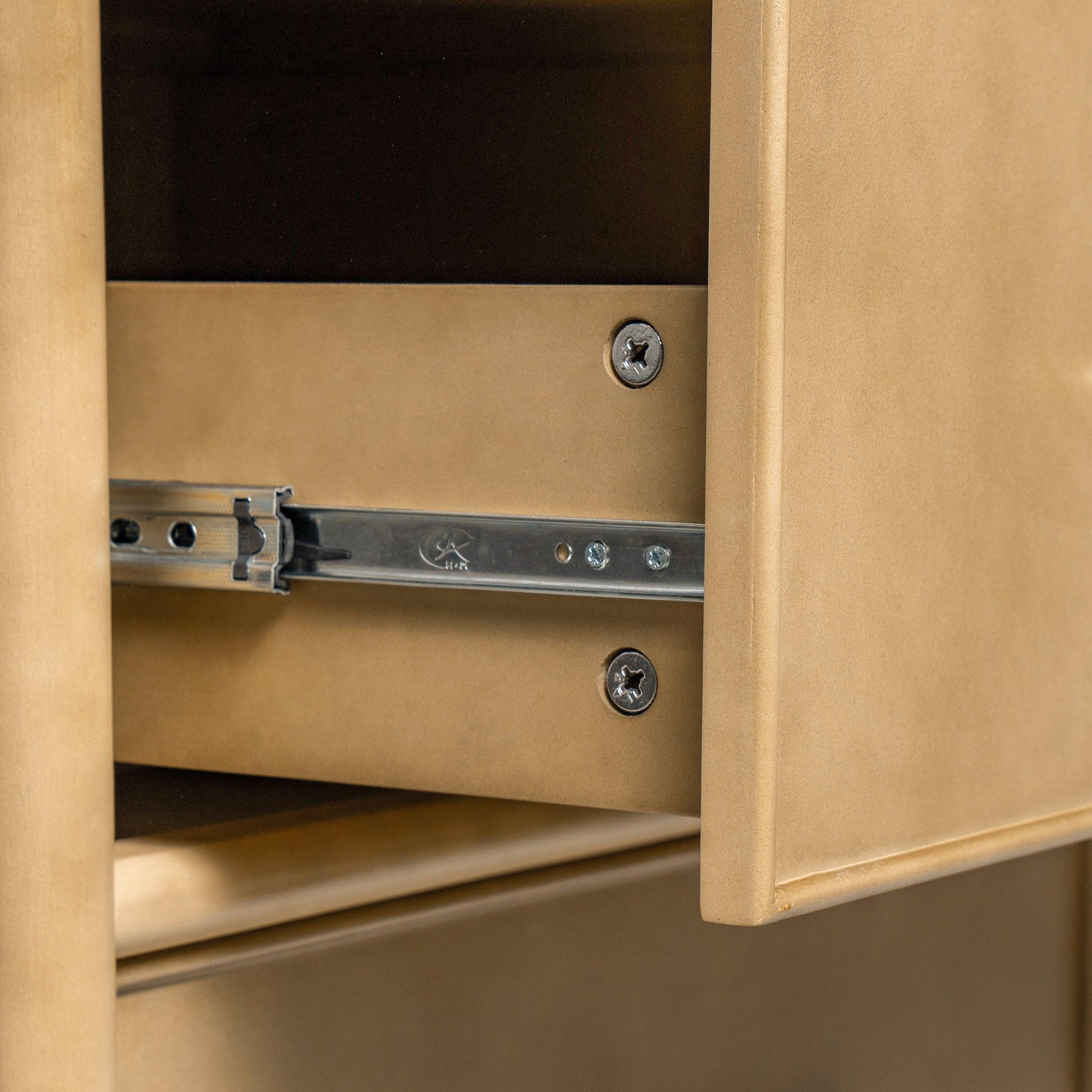 Natural Storage Cabinet with 6 Drawers for Living Room.