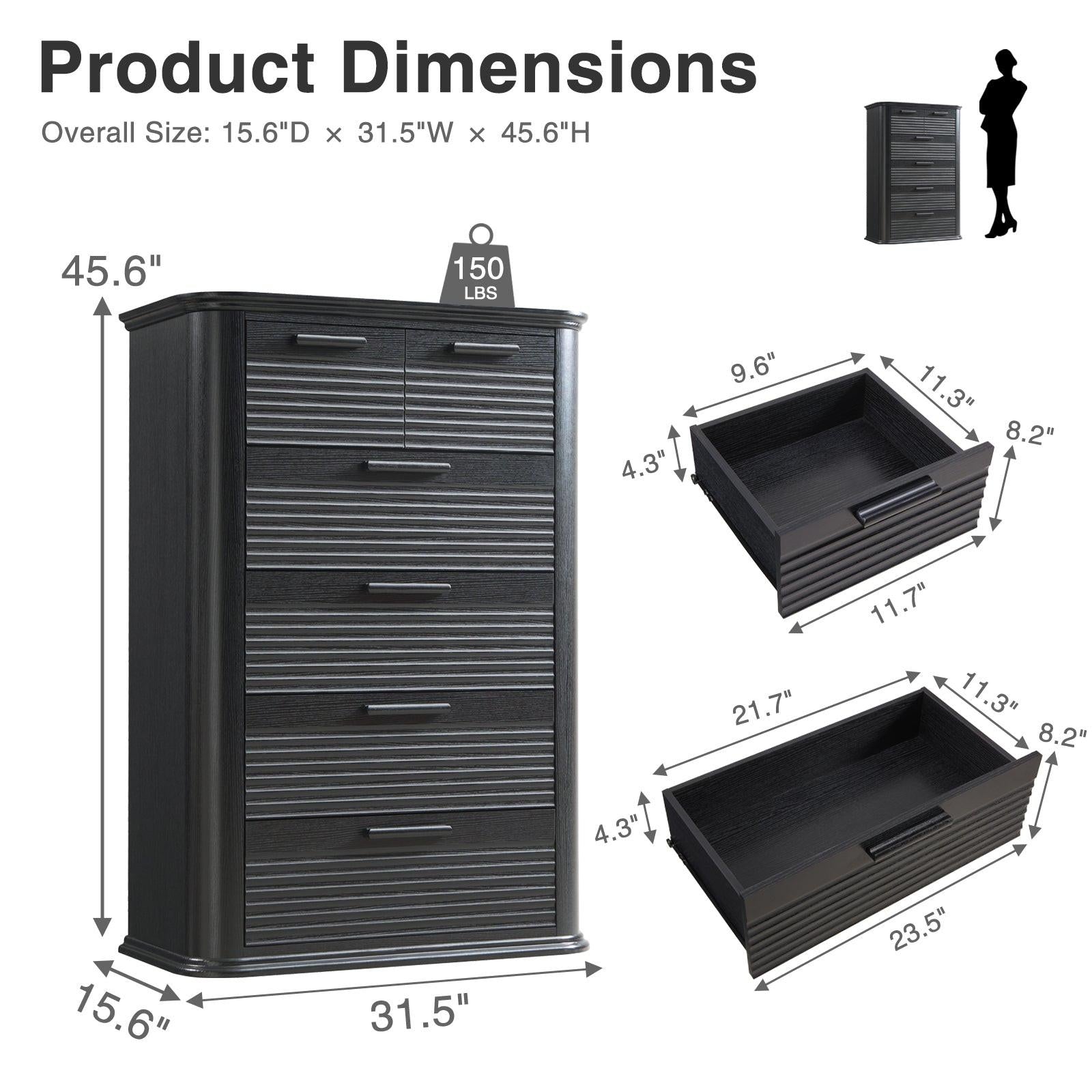 Modern 6 Drawer Dresser Storage for Bedroom & Living Room.