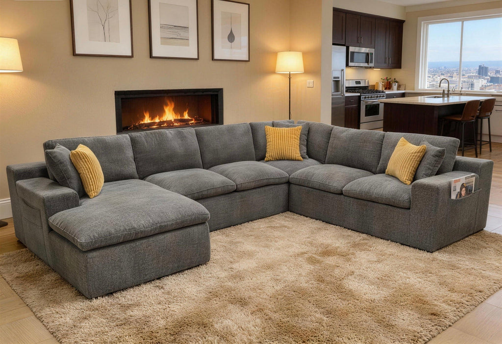 Upholstered Full Compressed Sectional for Instant Comfort.
