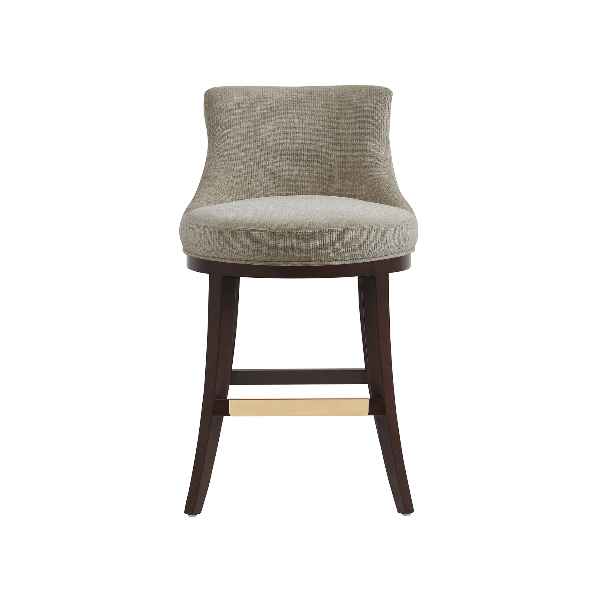 Lucia Taupe Chenille Counter Stool with Beech Wood Legs