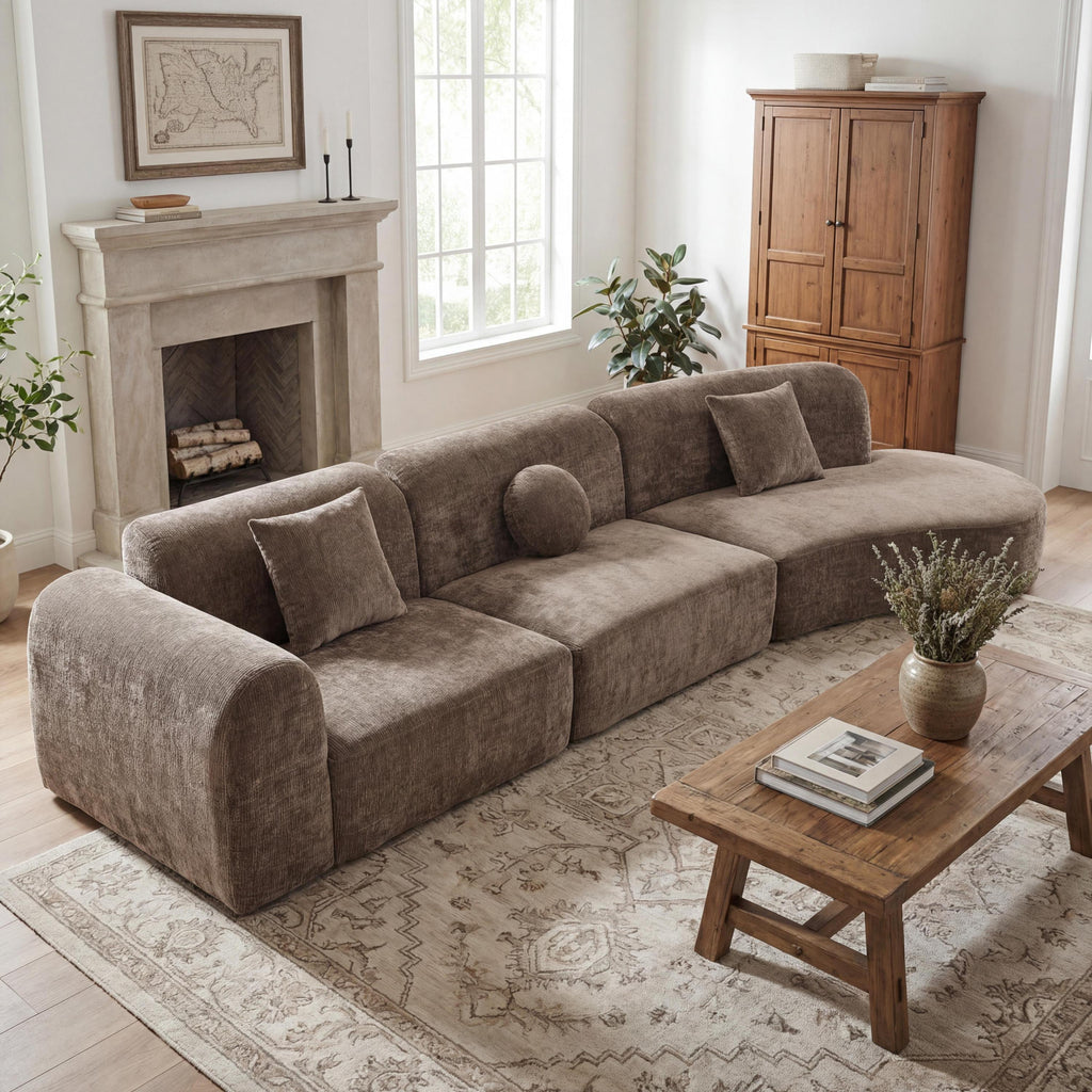 140' Modern Curved Sectional Sofa for Living Room.