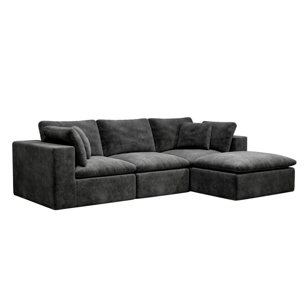 Modular Sectional Sofa Grey - Upholstered Couch for Living Room.