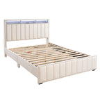 Beige Full Size Bed Set with Nightstands for Bedroom.