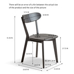 Dimension diagram of Solid Oak Dining Chair in black, detailing seat height, width, and overall size for accurate fitting.