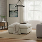 Cassandra Beige Fabric 40 in. Square Ottoman.