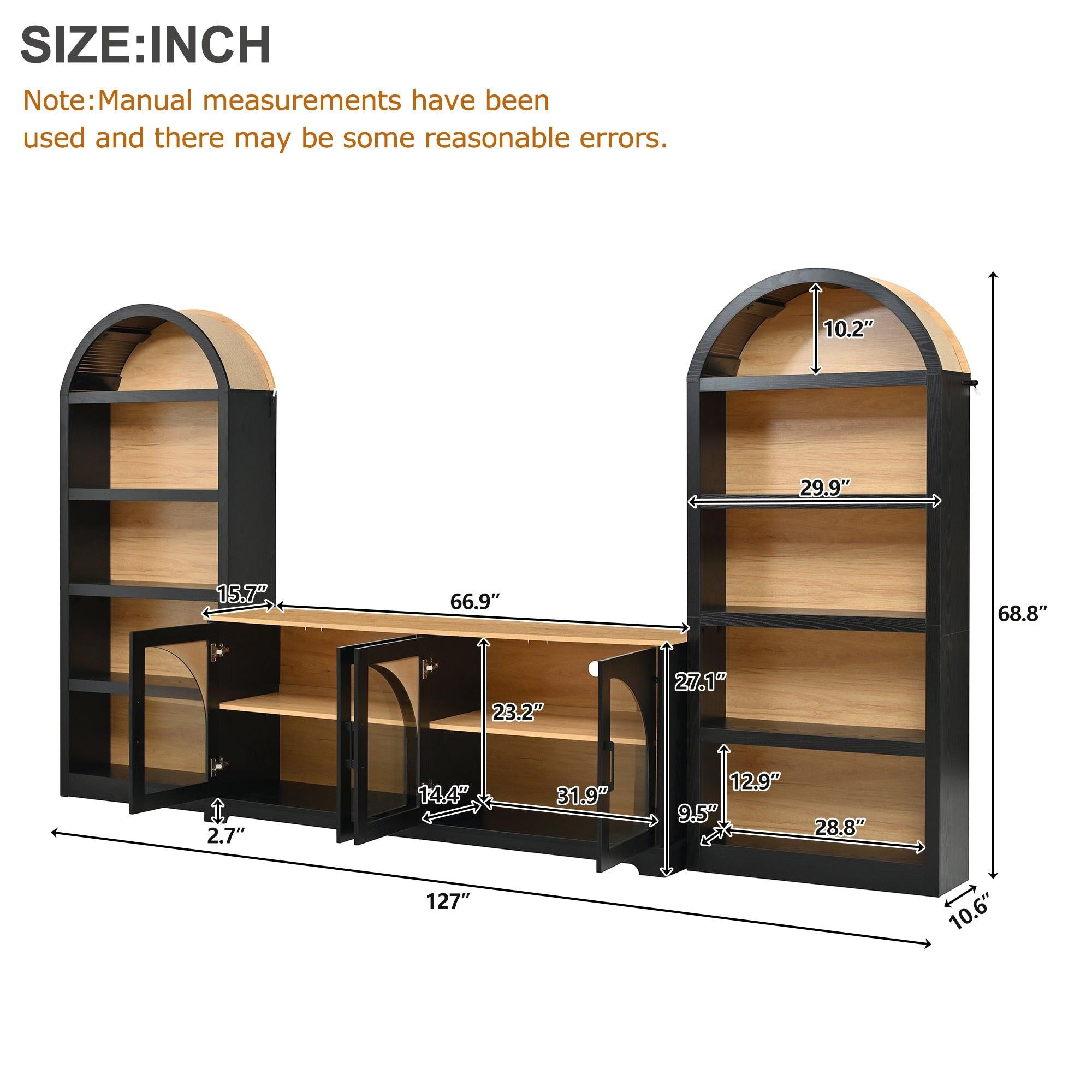 3-Piece Retro TV Stand Set with Bookshelf for Up to 70 TVs.