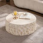 Mid-Century Round MgO Coffee Table for Living Room.