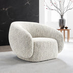 Brown Swivel Chair with Boucle Upholstery.