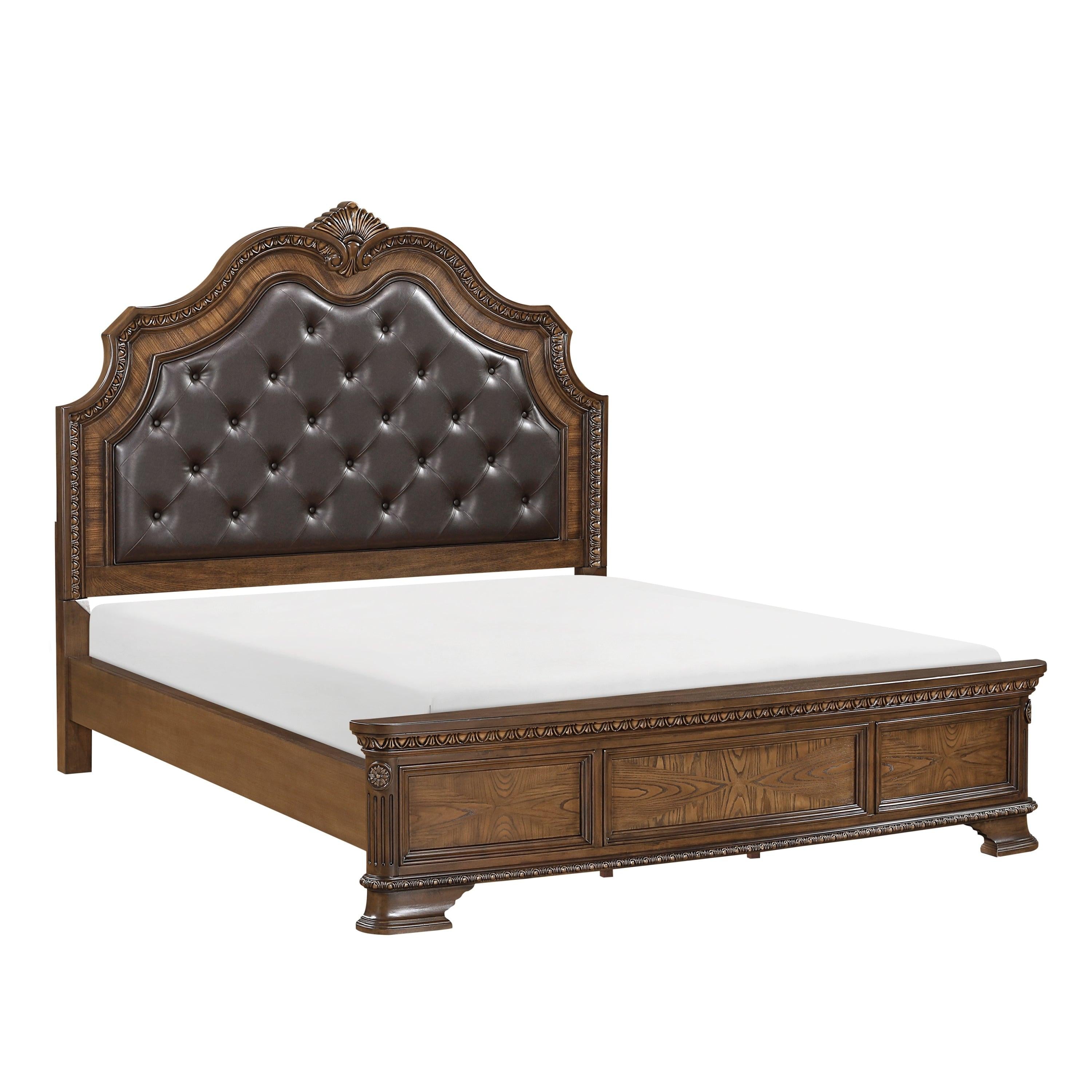 Elegant Queen Bed with Upholstered Headboard.