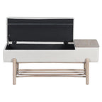 TREXM Farmhouse Upholstered Storage Bench with Hidden Compartment, Modern Entryway Bench for Living Room, Entryway, and Hallways (Natural).