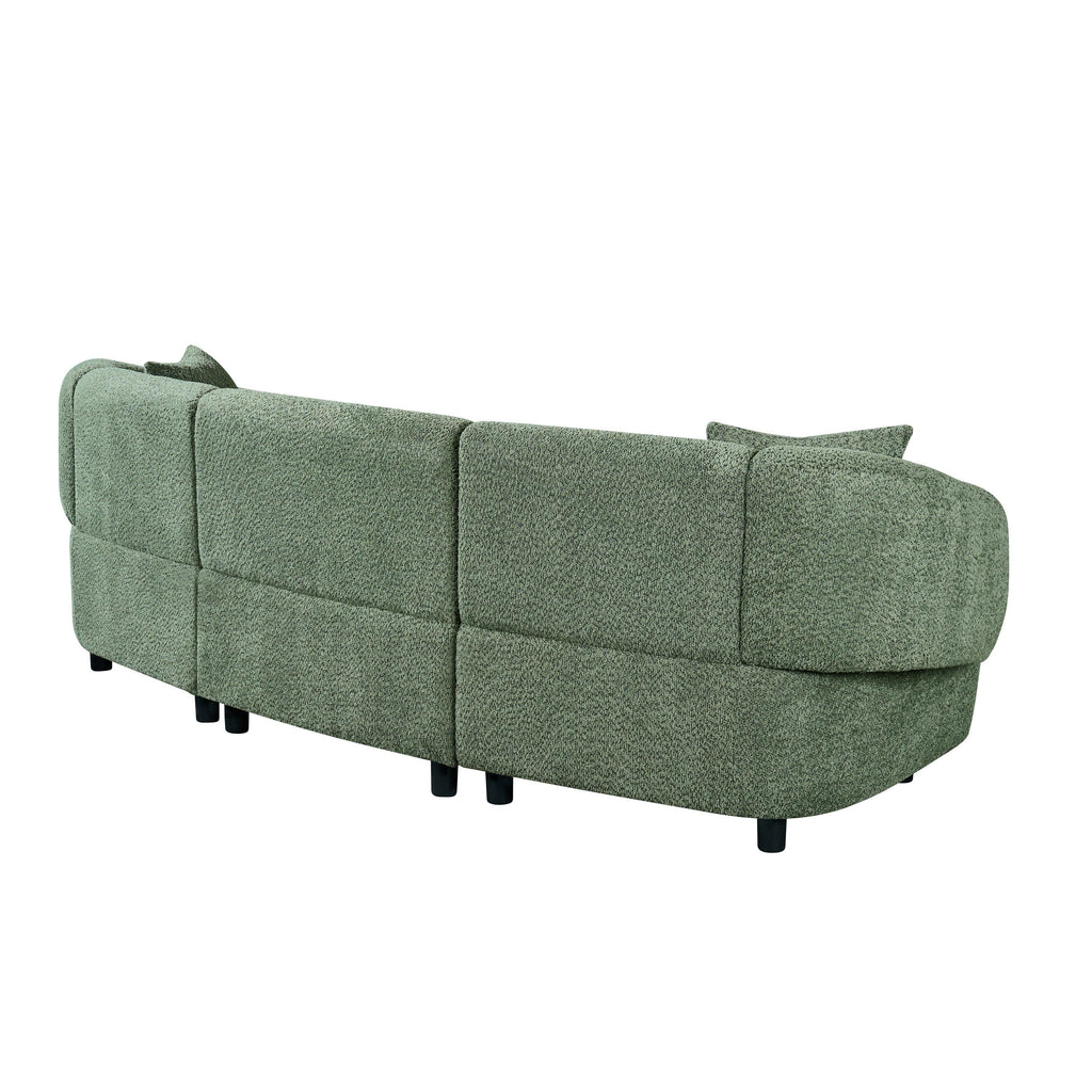 Curved 3-Seater Sofa in Green - Comfortable Seating & Modern Design.