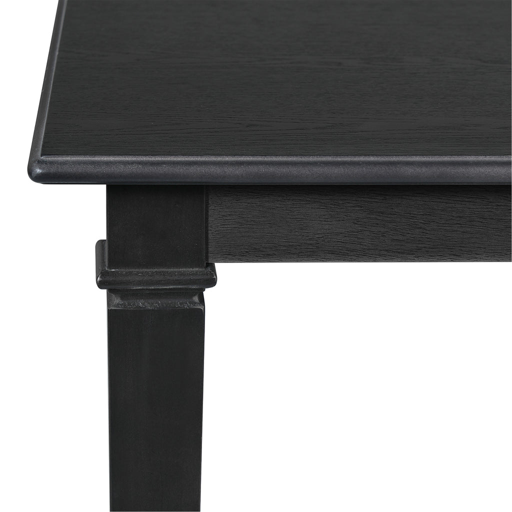 Detailed view of table leg and edge from retro dining set highlighting craftsmanship and durable construction for everyday dining use.