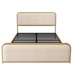 Queen Metal Bed Frame with Upholstered Headboard and Storage.