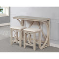 3-Piece Antique White Wood Counter Height Dining Set with USB Ports