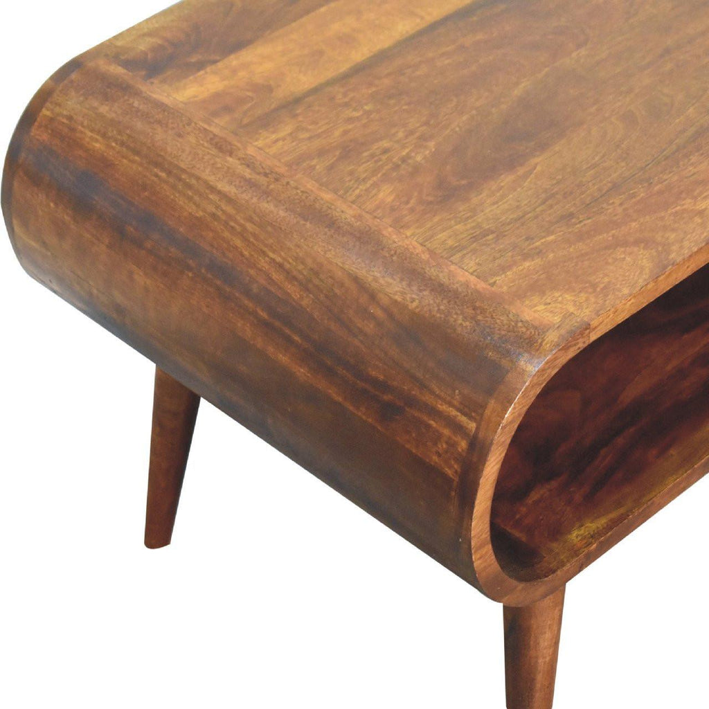 Open Chestnut Coffee Table, Nordic Legs, Dark Brown.