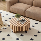 Round Wood Coffee Table for Living Room Decor.