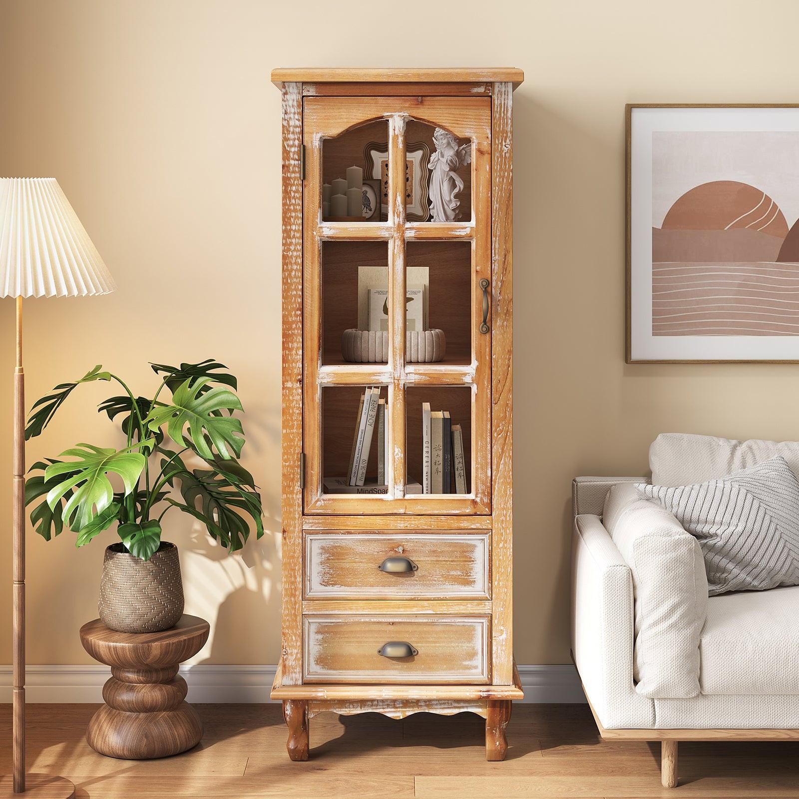 Rustic Wooden Storage Cabinet for Living Room & Bedroom.