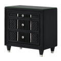 Contemporary Black Velvet Nightstand with Crystal-style Knobs.