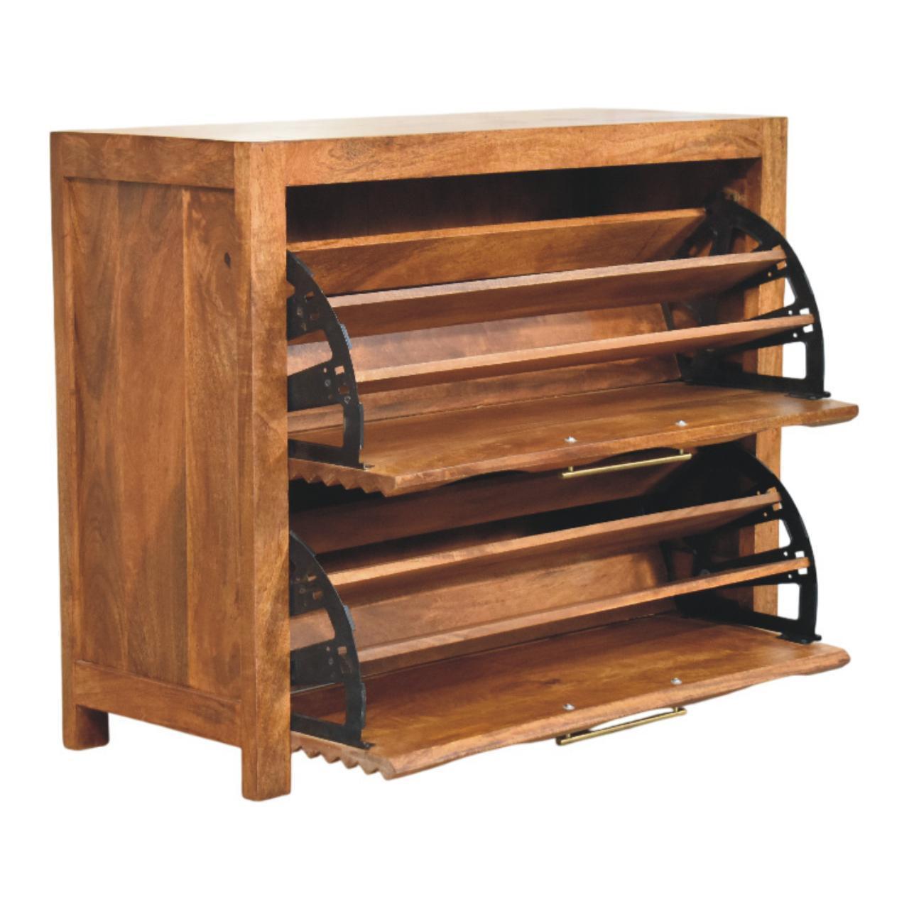 Solid Wood Amber Wavefront Cabinet for Modern Living Space.