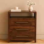 Solid Wood 3 Drawer Chest with Arched Edge Design.