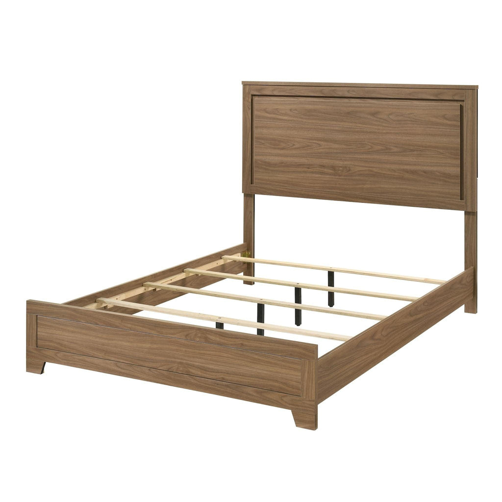Queen Size Walnut Chestnut Bedroom Set with Dresser and Mirror.