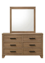 Queen Size Walnut Chestnut Bedroom Set with Dresser and Mirror.