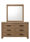 Walnut Dresser with Mirror and Six Drawers.