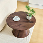 Walnut Wood Coffee Table with 23.6-Inch Diameter.