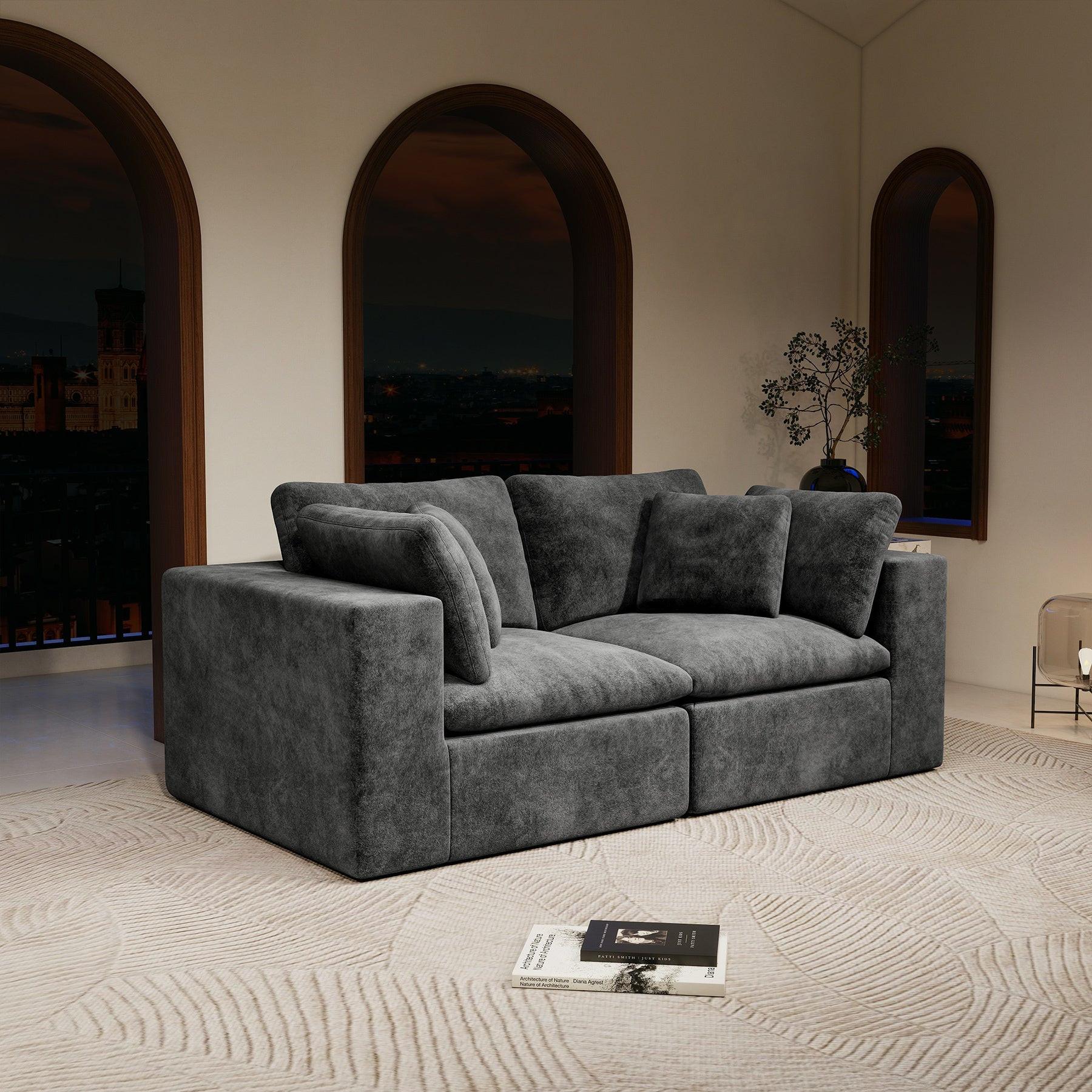 Modular Sectional Sofa in Grey - No Assembly Needed.