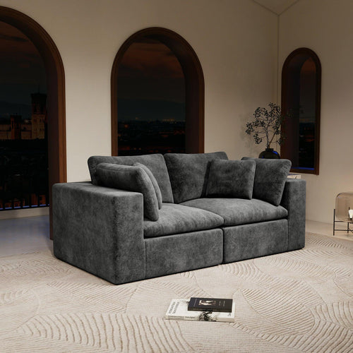 Modular Sectional Sofa in Grey - No Assembly Needed.