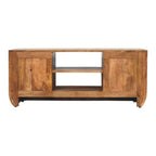 Solid Wood Media Console - Artisan Furniture with Shelves.