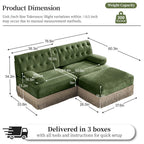 Modular Velvet Sofa in Green with Tassel Skirt.