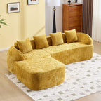Yellow Chenille L-Shaped Sofa with Comfort and Style.