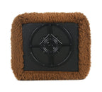 Camel Brown Faux Fur Accent Swivel Chair with Pillow.