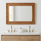 Rattan Solid Wood Frame Mirror for Home Decor.
