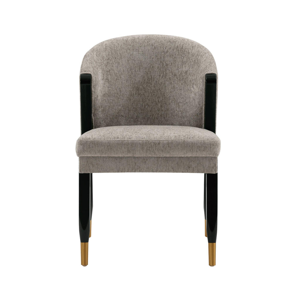 Ola Wood Chenille Dining Chair in Stone.