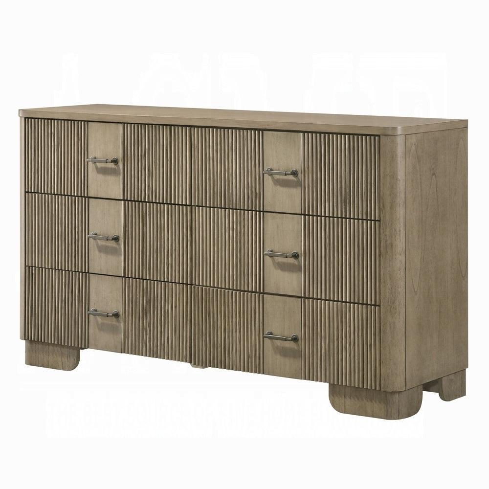 Rustic Oak Bedroom Dresser with 6 Storage Drawers.