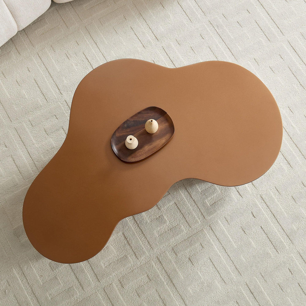 Brown Fiberglass Coffee Table - 50 Inch Unique Shape.